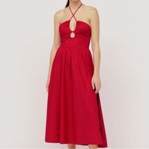 Reformation Stassie Cherry Midi Halter Tie Dress